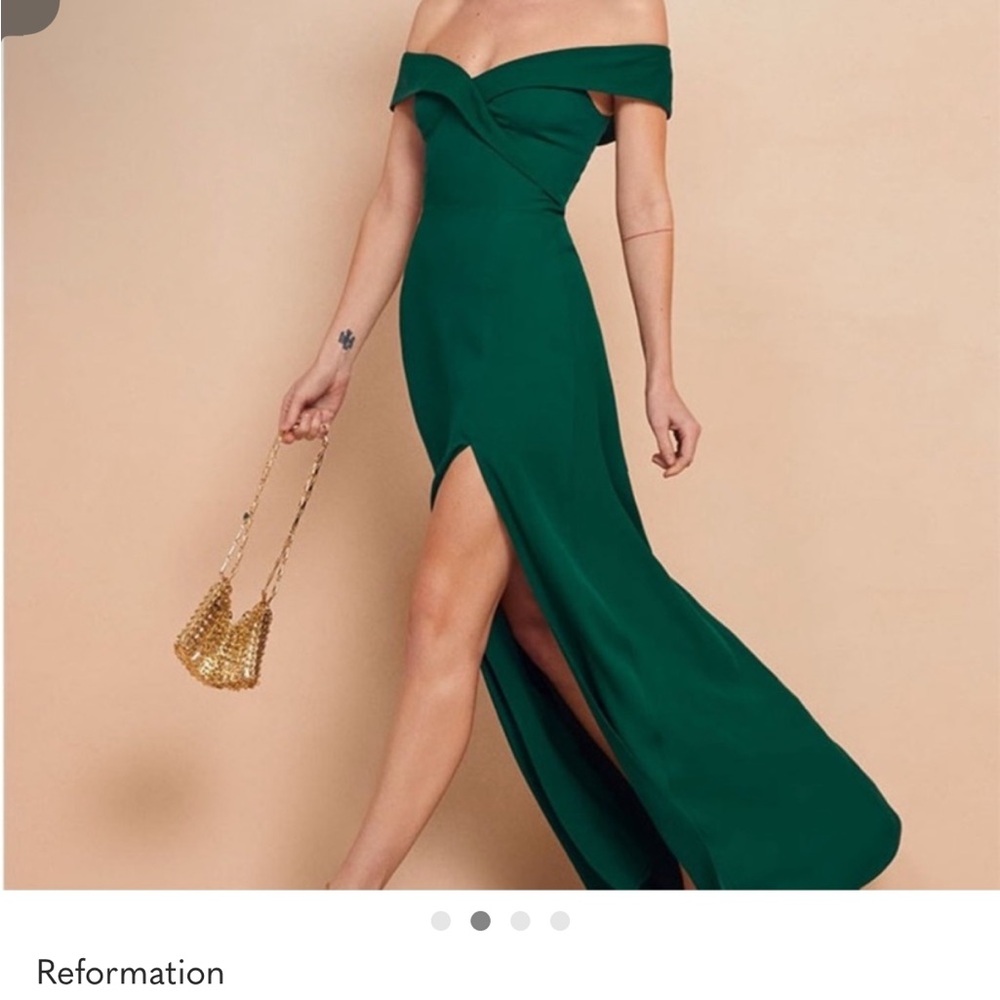 Reformation Redford Emerald Midi Dress